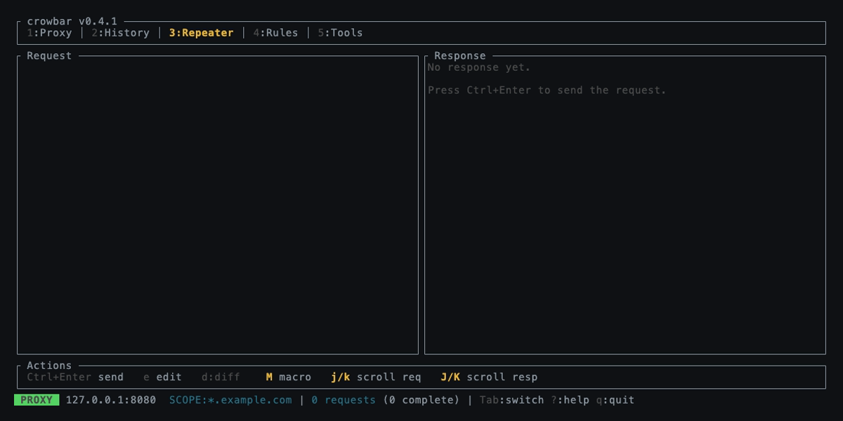 Crowbar TUI  - Repeater tab